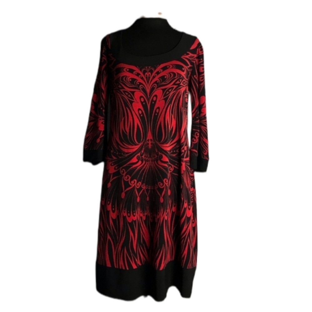 Tiana B red and black casual print dress